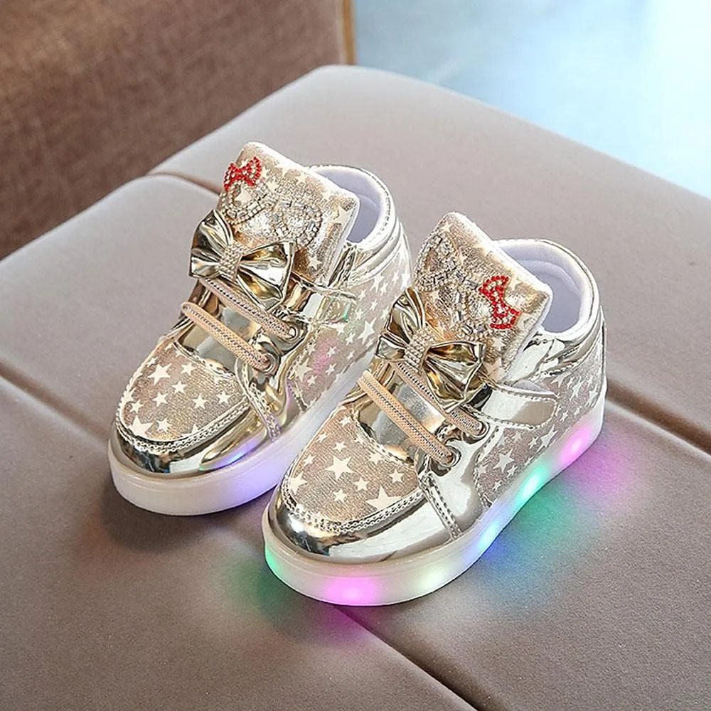 Toddler Kids Fashion Sneakers 1-6T Little Boy Girl Star LED Luminous Shoes Colorful Light Casual Breathable Shoe