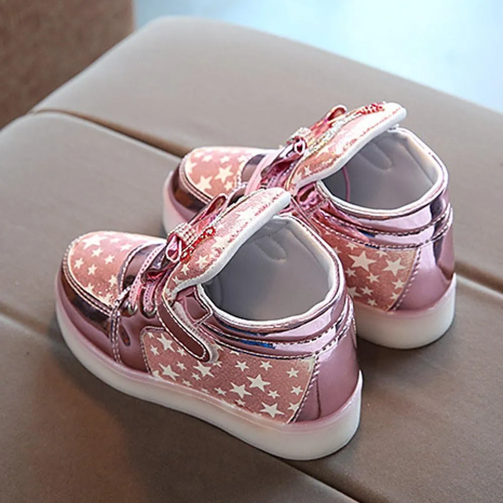 Toddler Kids Fashion Sneakers 1-6T Little Boy Girl Star LED Luminous Shoes Colorful Light Casual Breathable Shoe