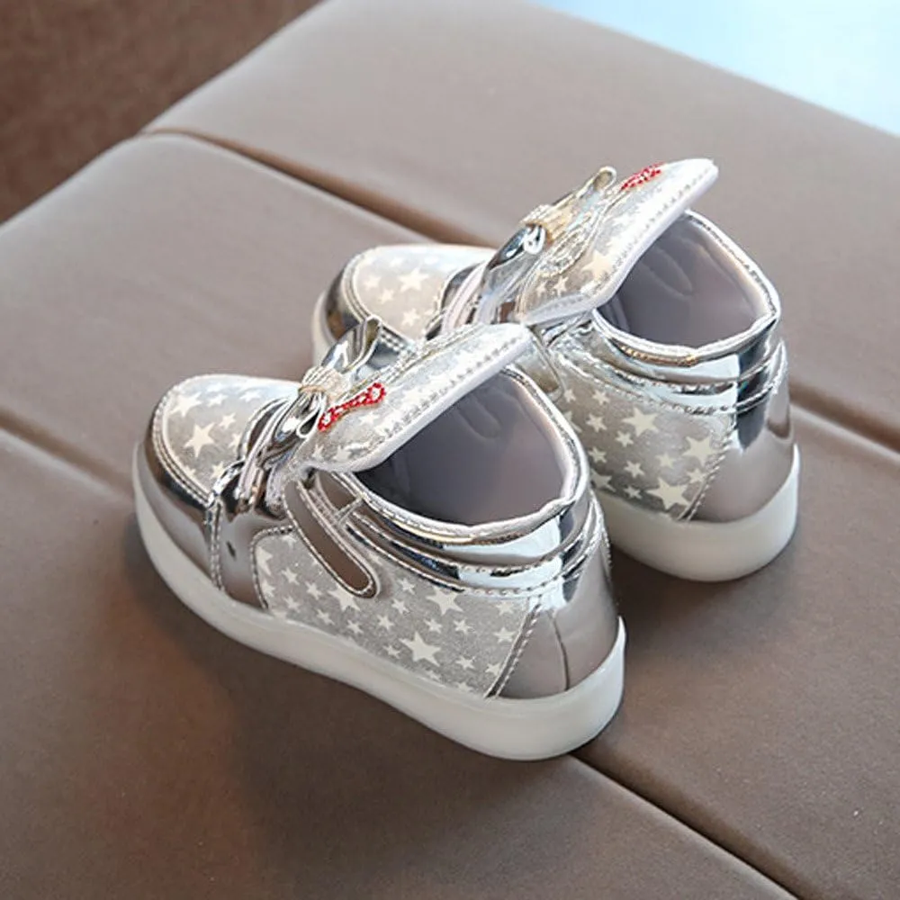 Toddler Kids Fashion Sneakers 1-6T Little Boy Girl Star LED Luminous Shoes Colorful Light Casual Breathable Shoe