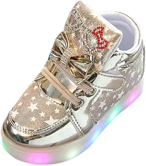 Toddler Kids Fashion Sneakers 1-6T Little Boy Girl Star LED Luminous Shoes Colorful Light Casual Breathable Shoe