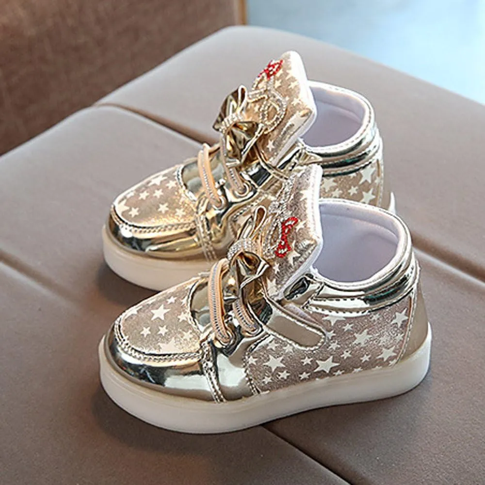 Toddler Kids Fashion Sneakers 1-6T Little Boy Girl Star LED Luminous Shoes Colorful Light Casual Breathable Shoe