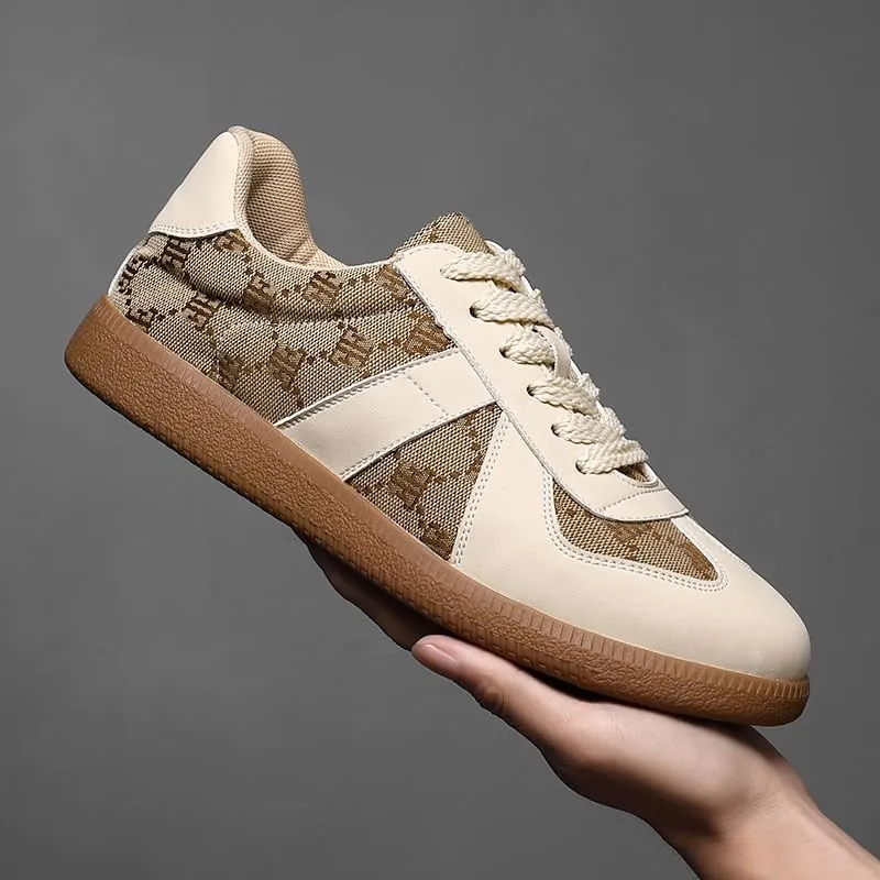 Trendy Men's Leather Sneaker-Dress Hybrid Shoes - Casual-Formal Fusion Lace-Ups with Textured Rubber Sole