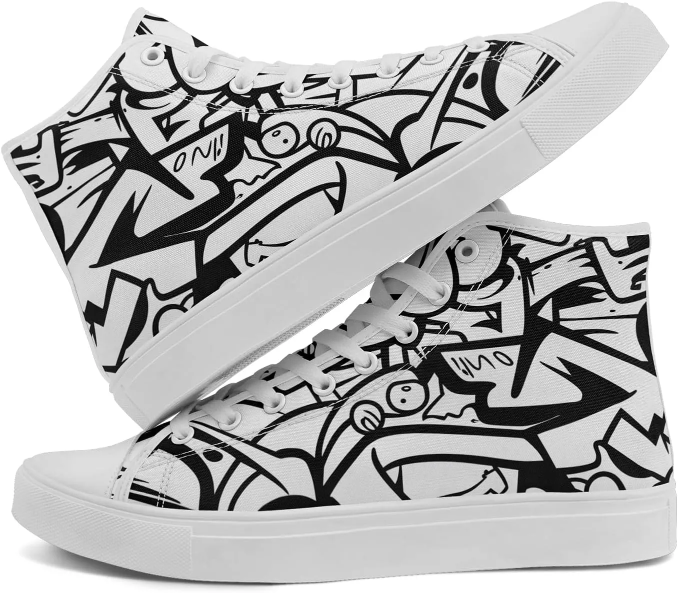 Unisex Graffiti High-Top Canvas Sneakers Stylish Streetwear Colorful Canvas Shoes for Women Comfortable Casual Walking Shoes