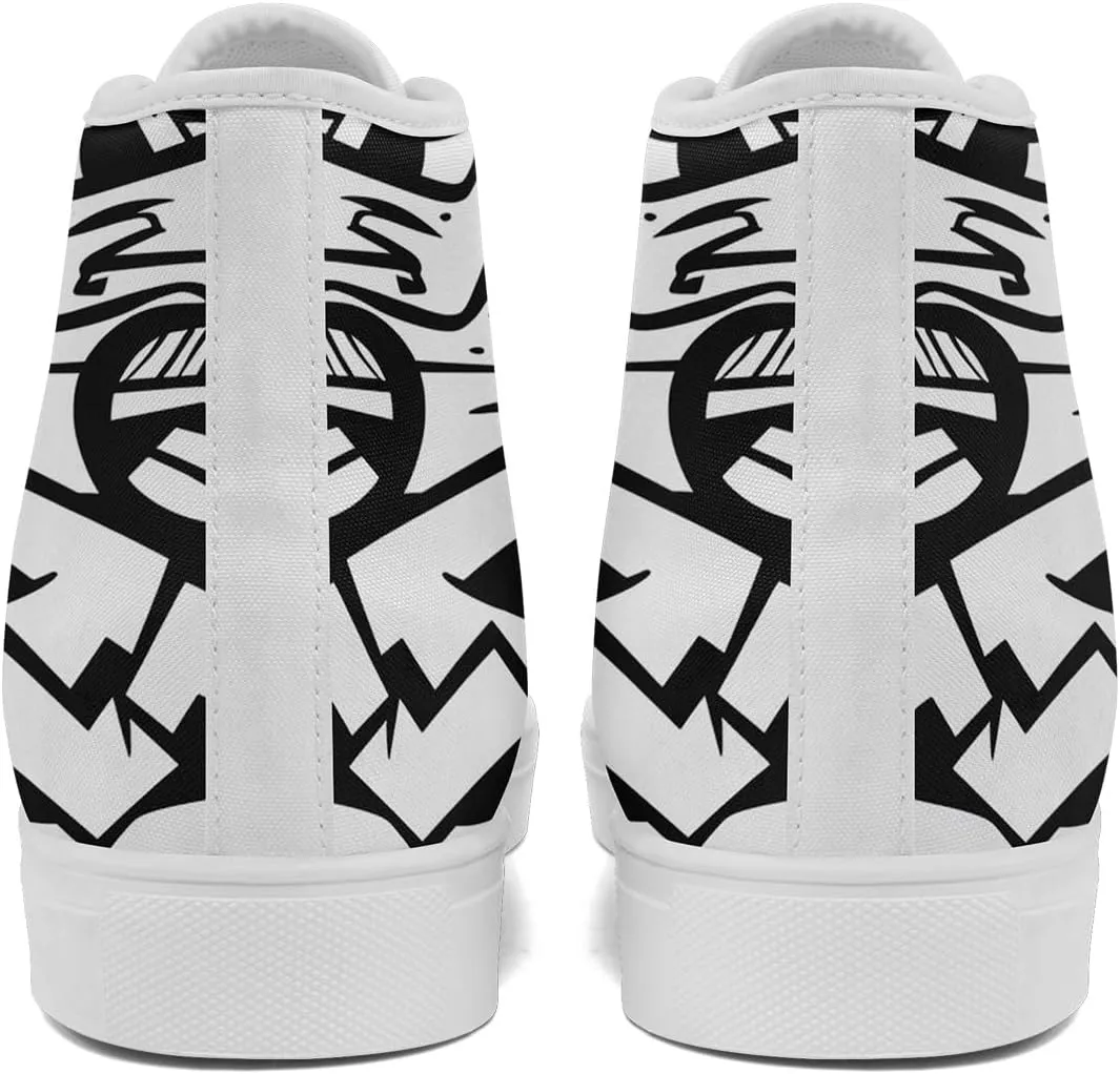 Unisex Graffiti High-Top Canvas Sneakers Stylish Streetwear Colorful Canvas Shoes for Women Comfortable Casual Walking Shoes