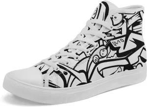 Unisex Graffiti High-Top Canvas Sneakers Stylish Streetwear Colorful Canvas Shoes for Women Comfortable Casual Walking Shoes