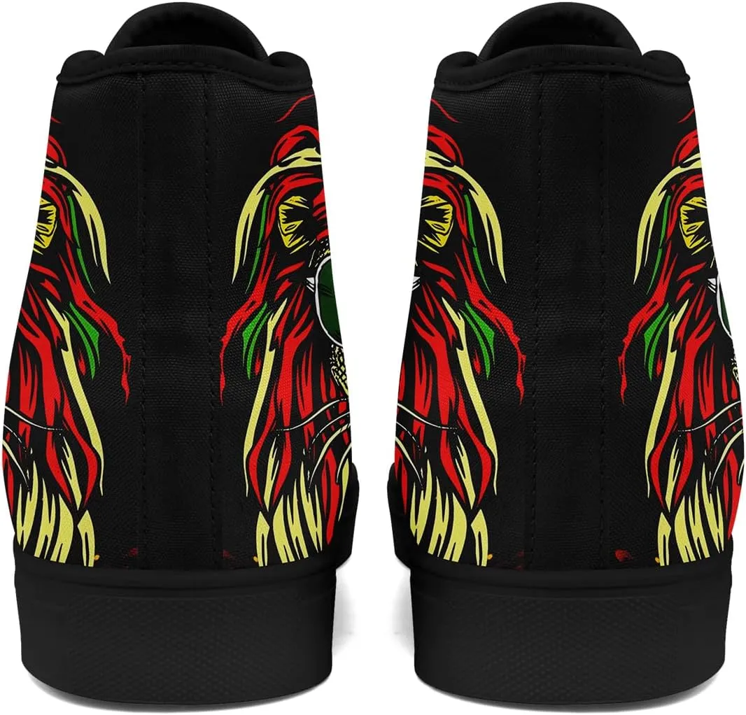 Unisex Skull High Tops for Women Cool Design Black Canvas Shoes Classic Lace Up Fashion Sneakers Streetwear