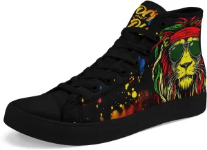 Unisex Skull High Tops for Women Cool Design Black Canvas Shoes Classic Lace Up Fashion Sneakers Streetwear