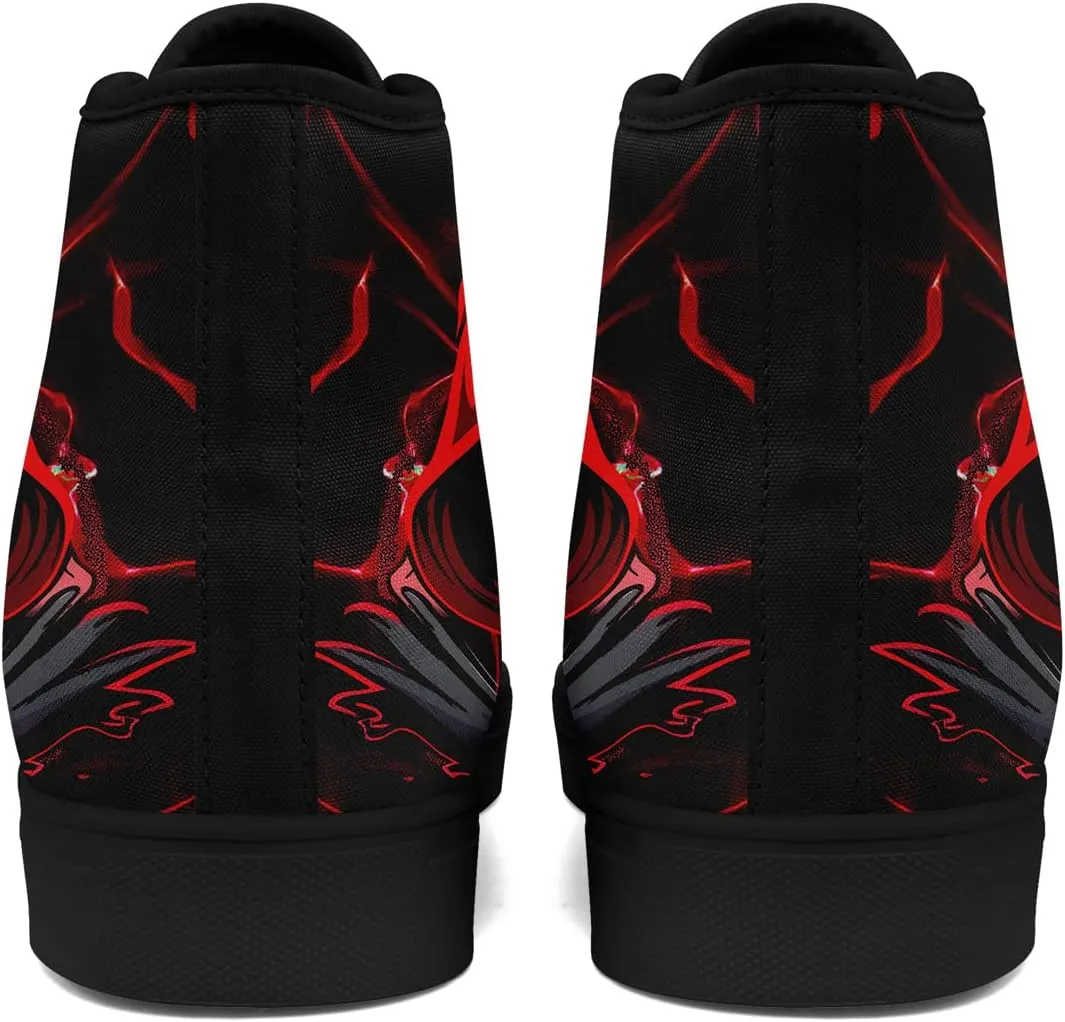Unisex Skull High Tops for Women Cool Design Black Canvas Shoes Classic Lace Up Fashion Sneakers Streetwear