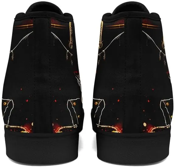Unisex Skull High Tops for Women Cool Design Black Canvas Shoes Classic Lace Up Fashion Sneakers Streetwear