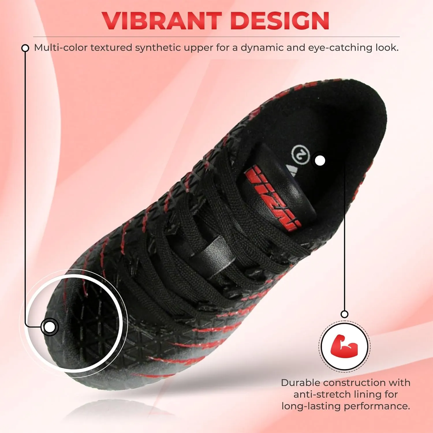 Vizari Bolt Firm Ground Youth Soccer Cleats for Boys and Girls | Textured Synthetic Leather Upper Kids Football Cleats with Polyurethane Sole for Comfort and Traction
