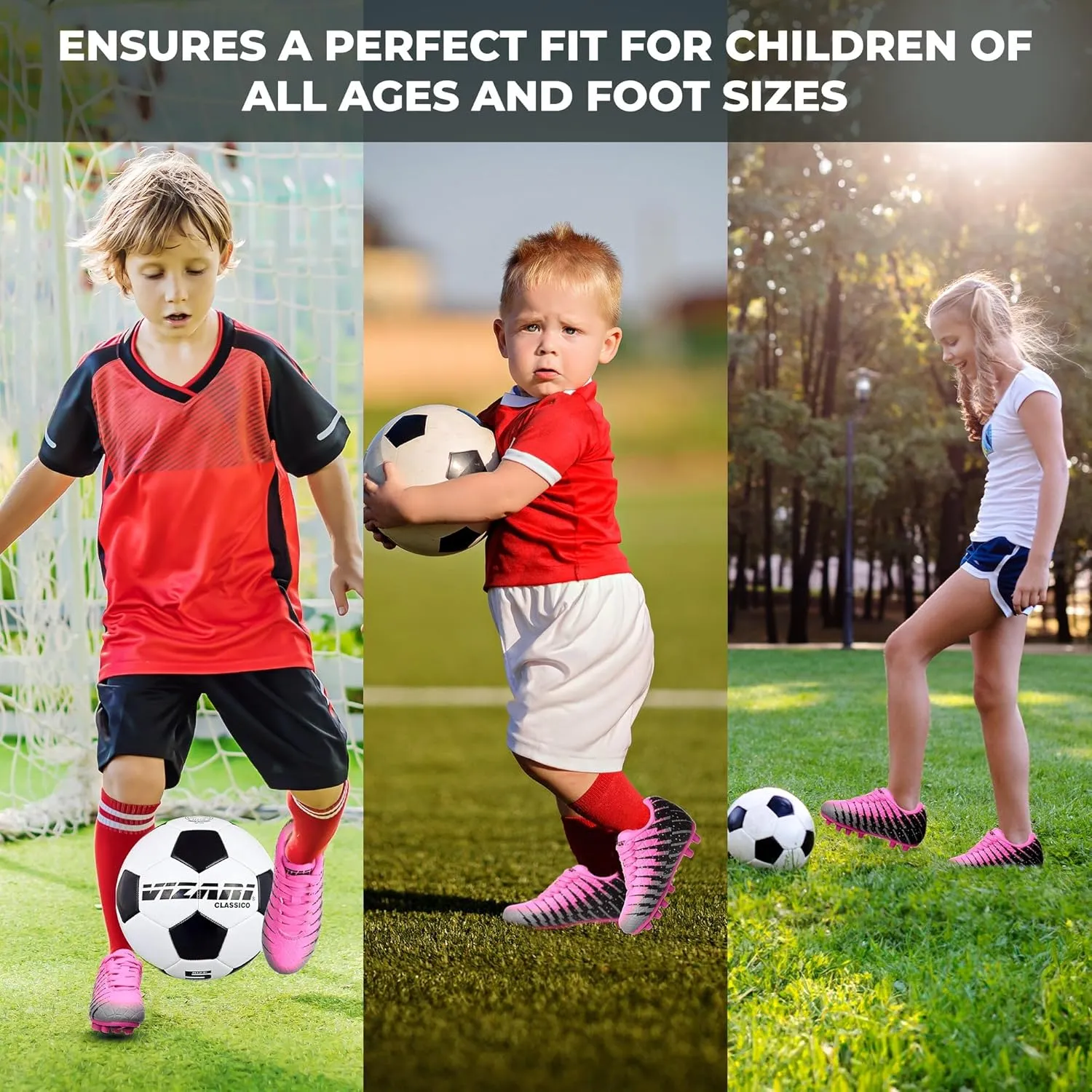 Vizari Bolt Firm Ground Youth Soccer Cleats for Boys and Girls | Textured Synthetic Leather Upper Kids Football Cleats with Polyurethane Sole for Comfort and Traction