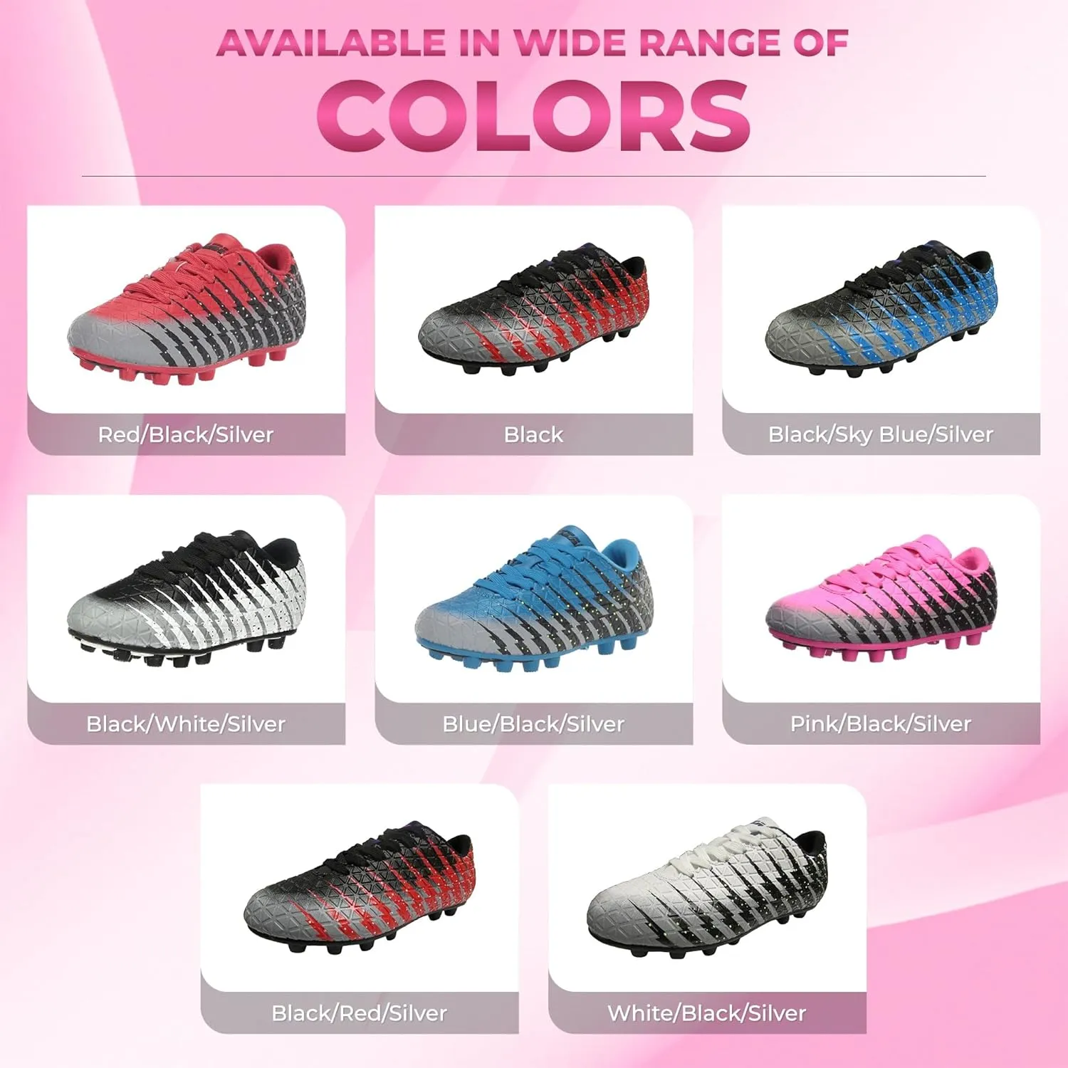 Vizari Bolt Firm Ground Youth Soccer Cleats for Boys and Girls | Textured Synthetic Leather Upper Kids Football Cleats with Polyurethane Sole for Comfort and Traction