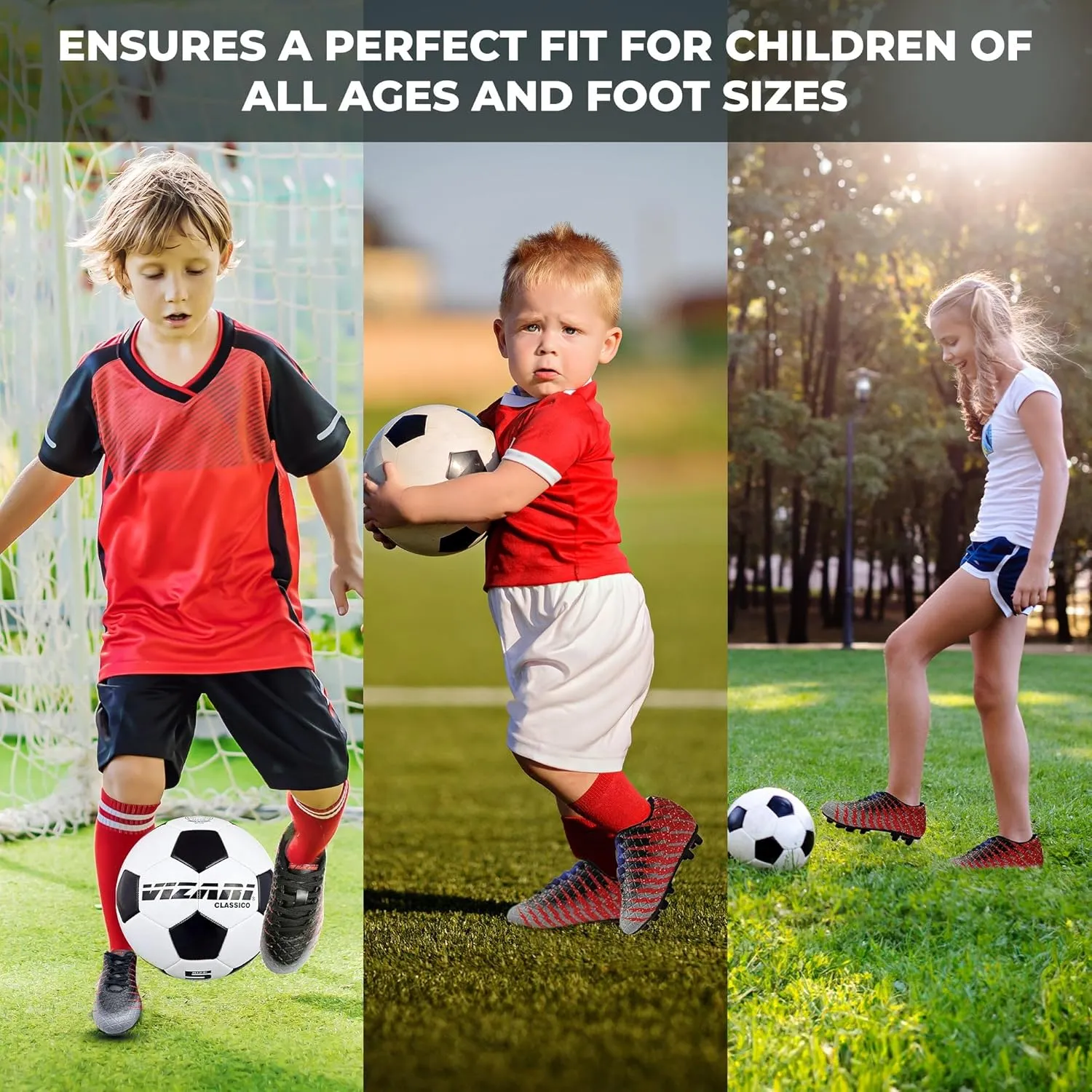 Vizari Bolt Firm Ground Youth Soccer Cleats for Boys and Girls | Textured Synthetic Leather Upper Kids Football Cleats with Polyurethane Sole for Comfort and Traction