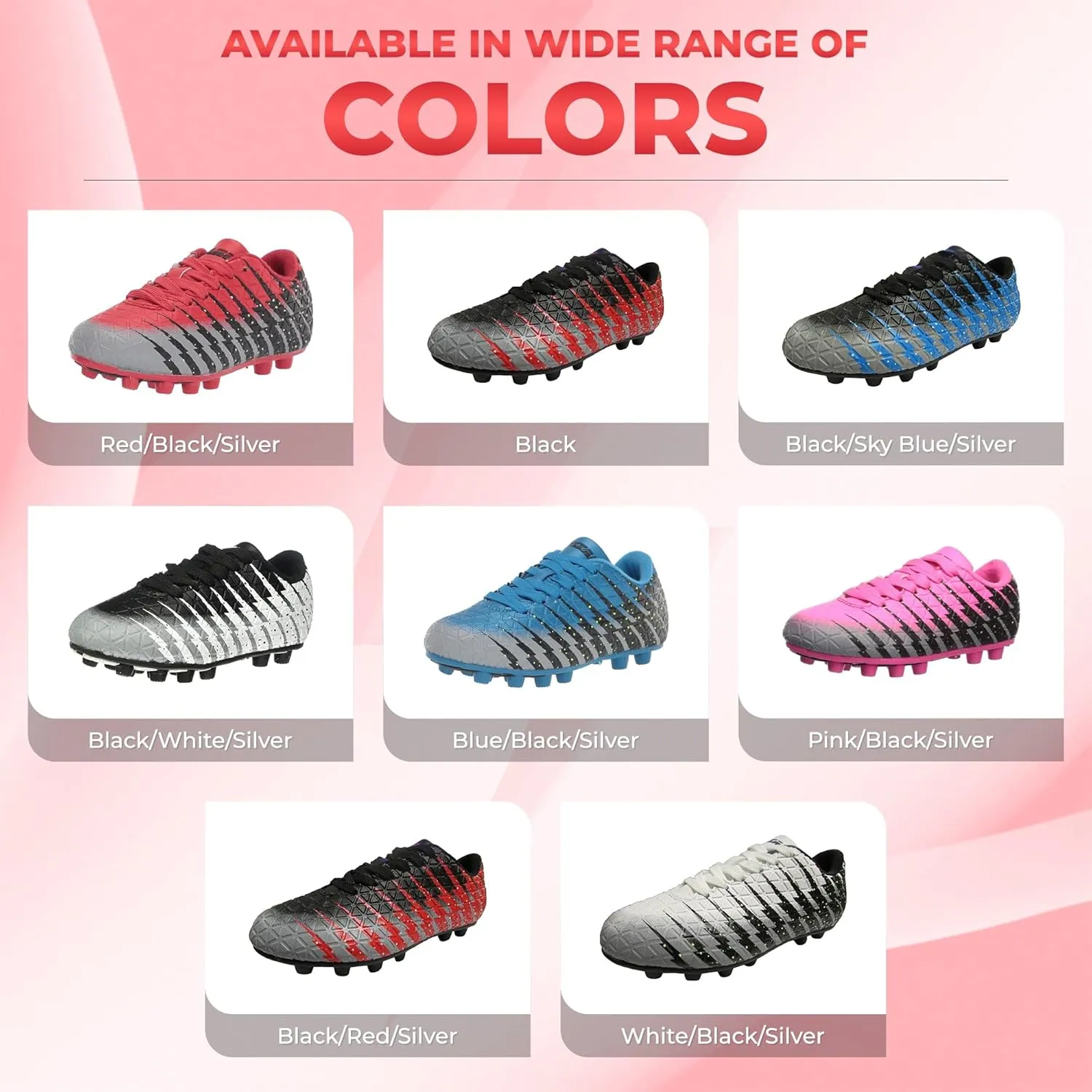 Vizari Bolt Firm Ground Youth Soccer Cleats for Boys and Girls | Textured Synthetic Leather Upper Kids Football Cleats with Polyurethane Sole for Comfort and Traction