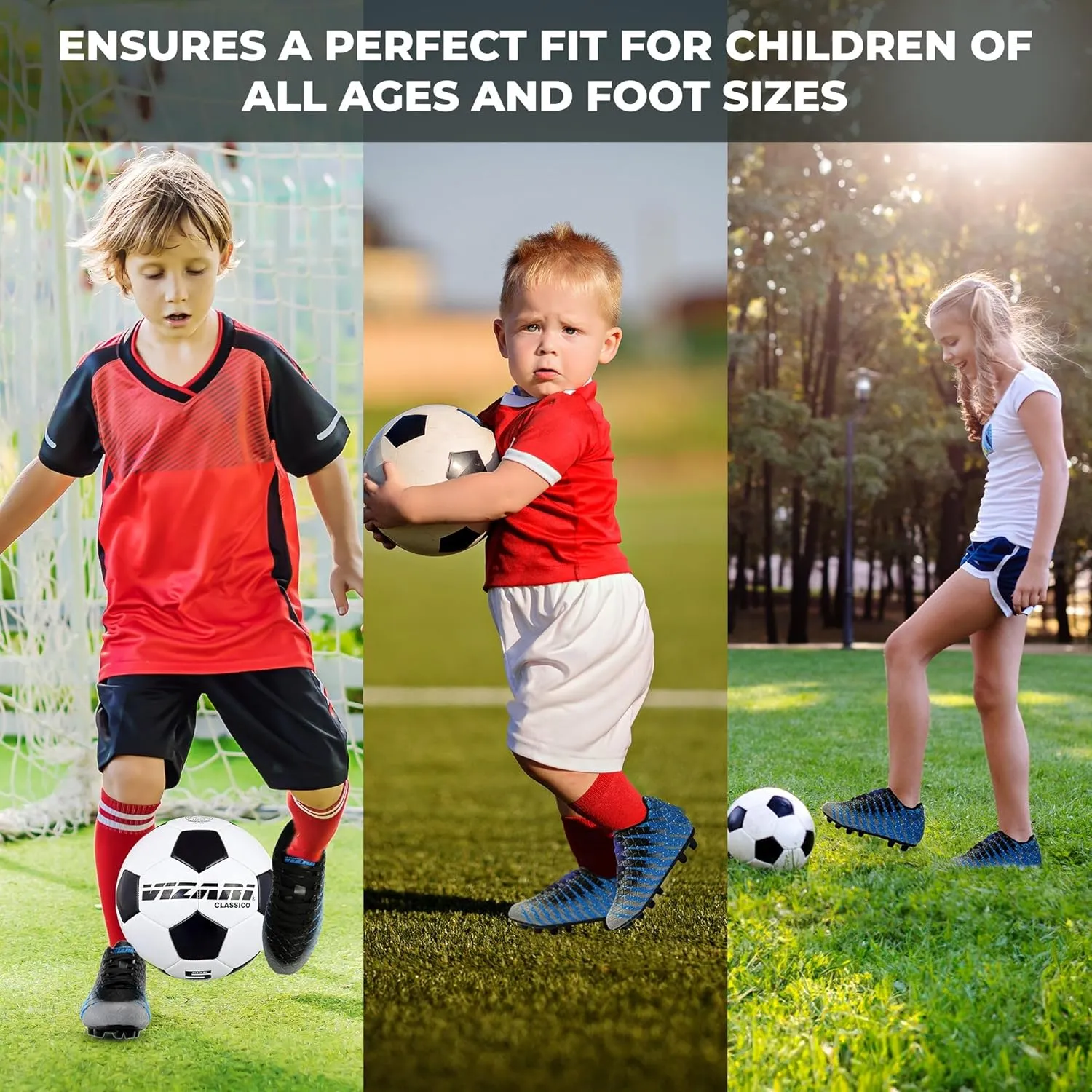 Vizari Bolt Firm Ground Youth Soccer Cleats for Boys and Girls | Textured Synthetic Leather Upper Kids Football Cleats with Polyurethane Sole for Comfort and Traction