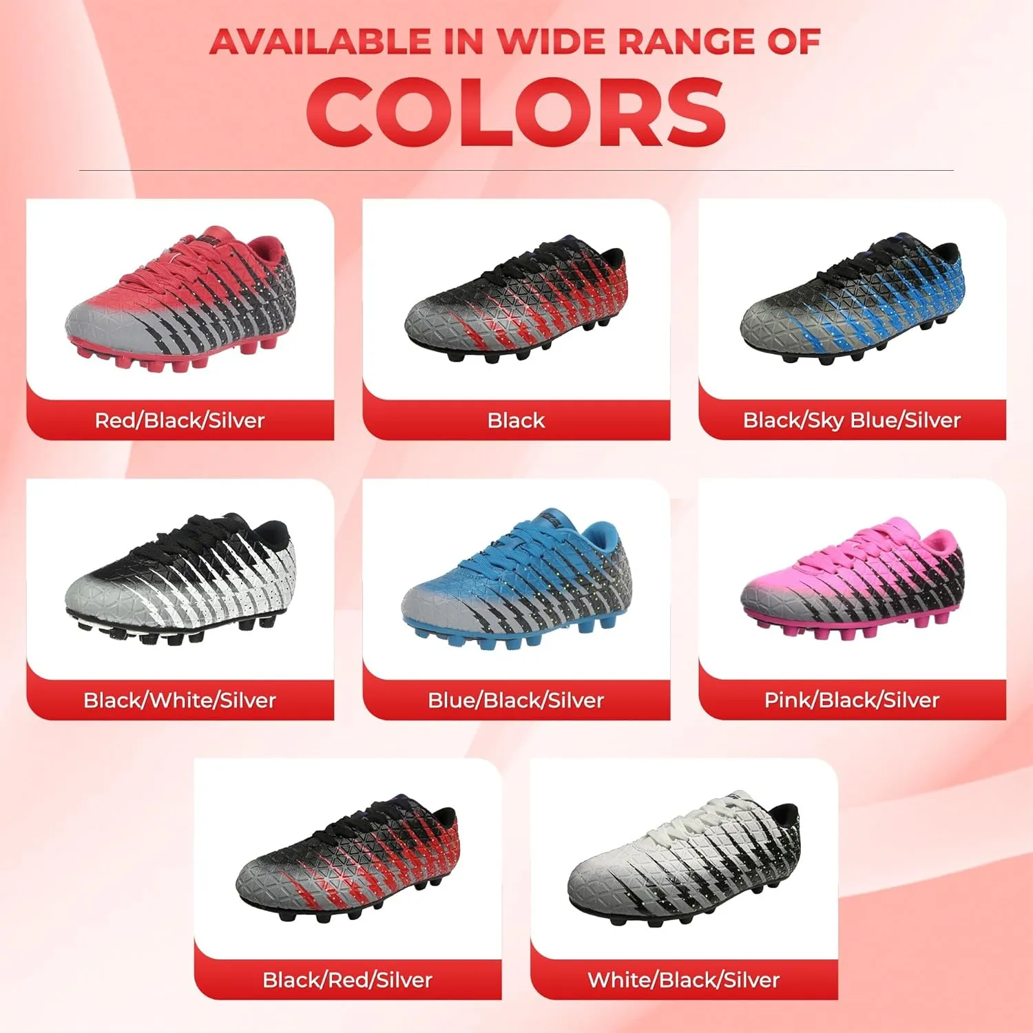 Vizari Bolt Firm Ground Youth Soccer Cleats for Boys and Girls | Textured Synthetic Leather Upper Kids Football Cleats with Polyurethane Sole for Comfort and Traction