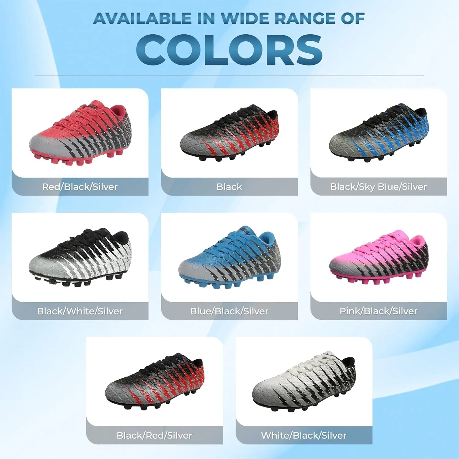 Vizari Bolt Firm Ground Youth Soccer Cleats for Boys and Girls | Textured Synthetic Leather Upper Kids Football Cleats with Polyurethane Sole for Comfort and Traction