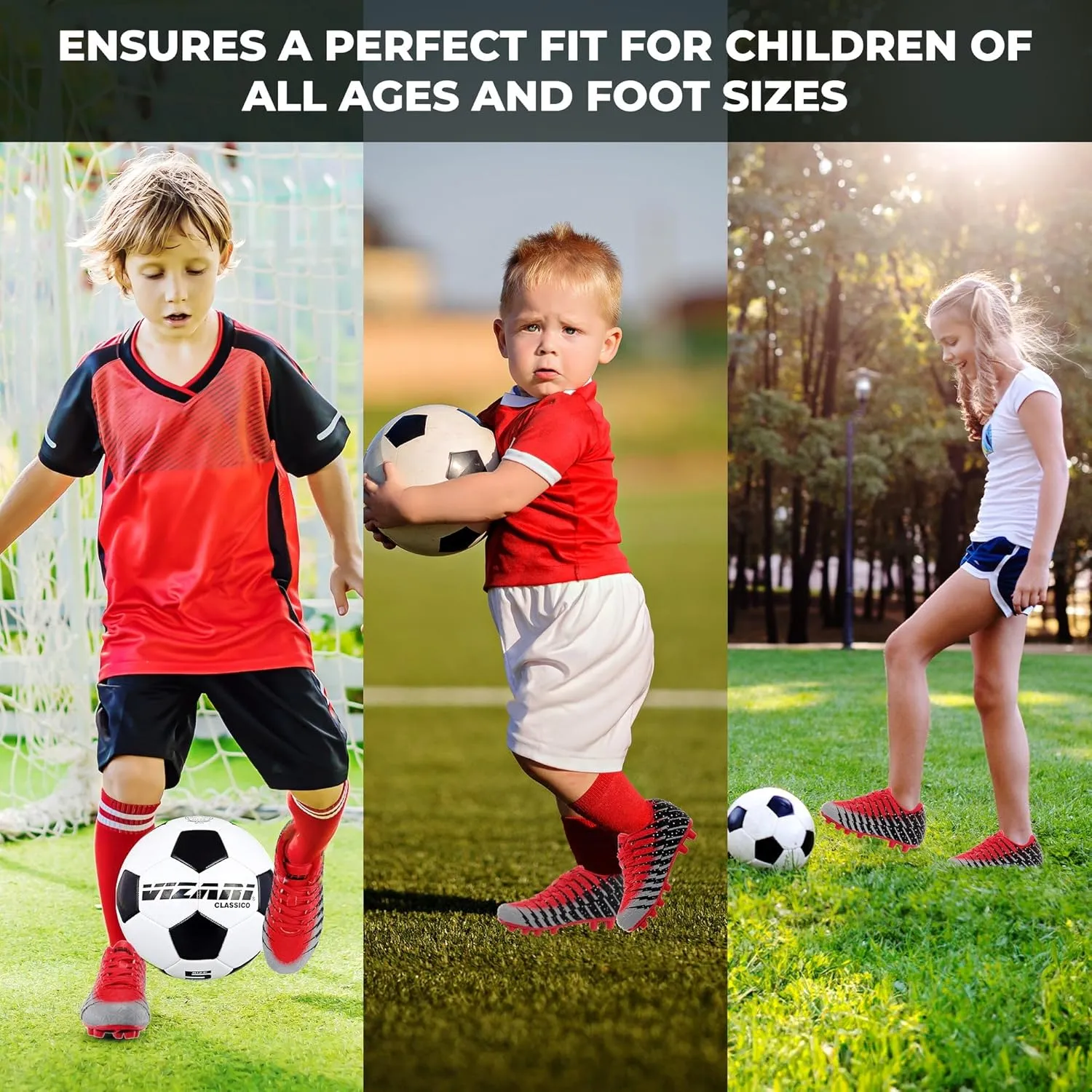 Vizari Bolt Firm Ground Youth Soccer Cleats for Boys and Girls | Textured Synthetic Leather Upper Kids Football Cleats with Polyurethane Sole for Comfort and Traction