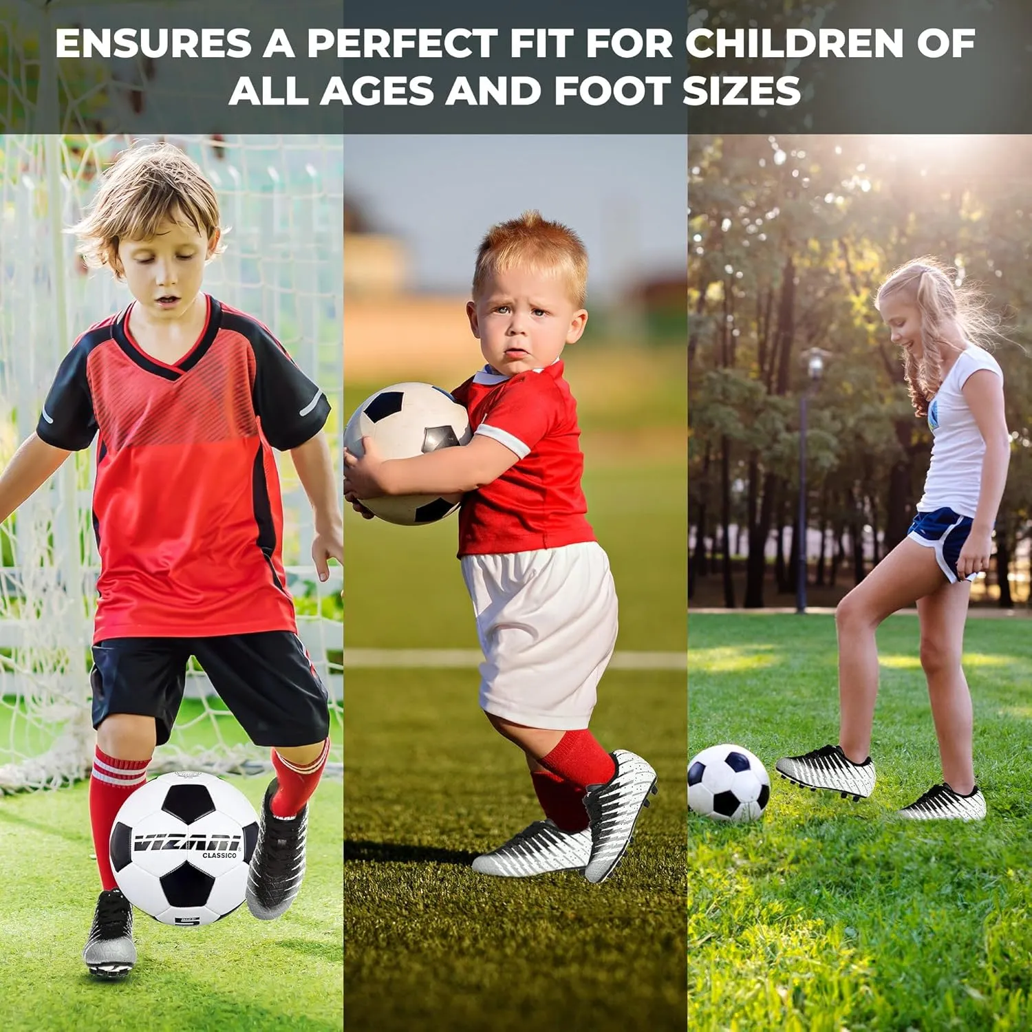 Vizari Bolt Firm Ground Youth Soccer Cleats for Boys and Girls | Textured Synthetic Leather Upper Kids Football Cleats with Polyurethane Sole for Comfort and Traction