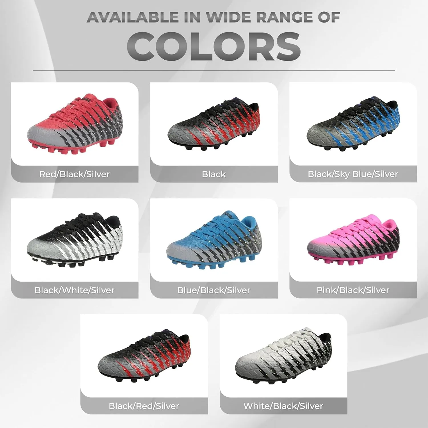 Vizari Bolt Firm Ground Youth Soccer Cleats for Boys and Girls | Textured Synthetic Leather Upper Kids Football Cleats with Polyurethane Sole for Comfort and Traction