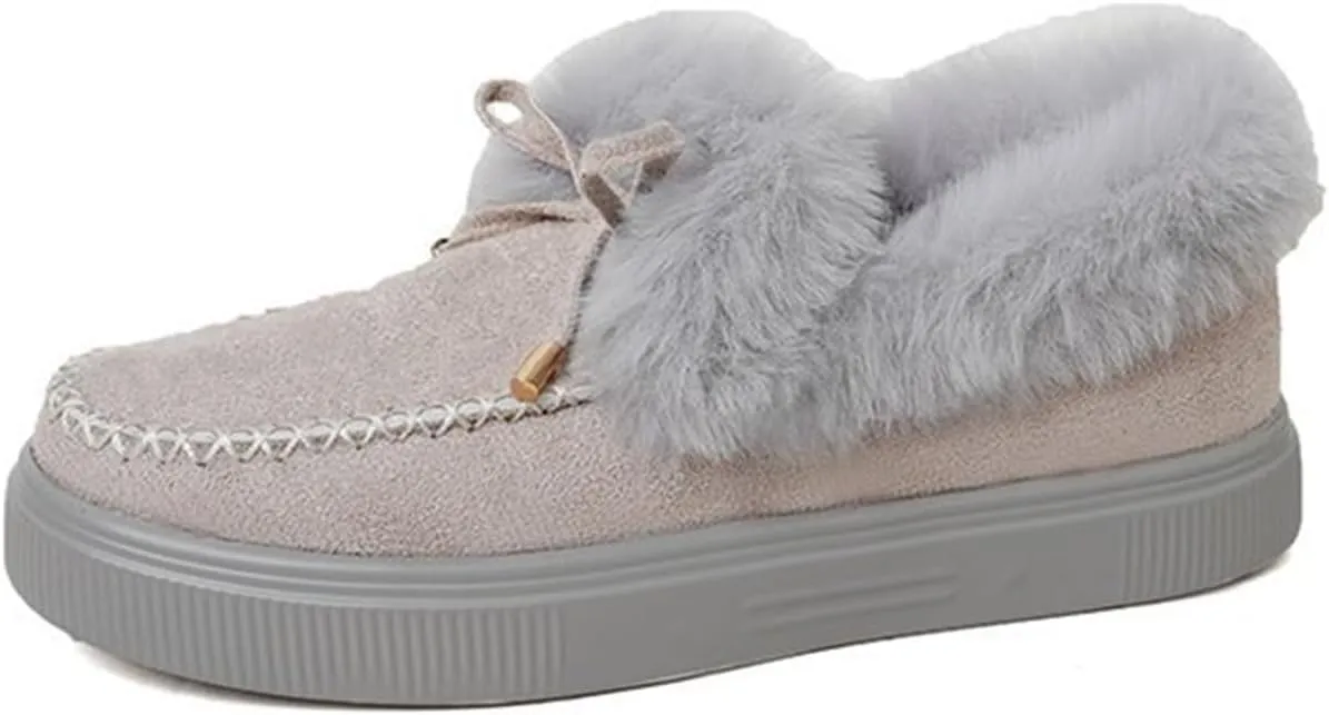 Winter Boots For Women Fashion Snow Boots Warm Casual Trendy Comfortable Slip On Fur Lined Fuzzy Loafers Shoes