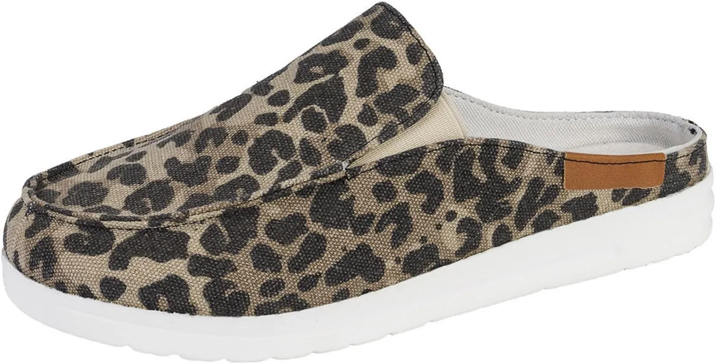 Women Canvas Slip On Lightweight Mule Sneaker Orthopedic Slip-On Loafers Slippers Closed Round Toe Low Top Casual Loafer Comfortable Walking Shoes