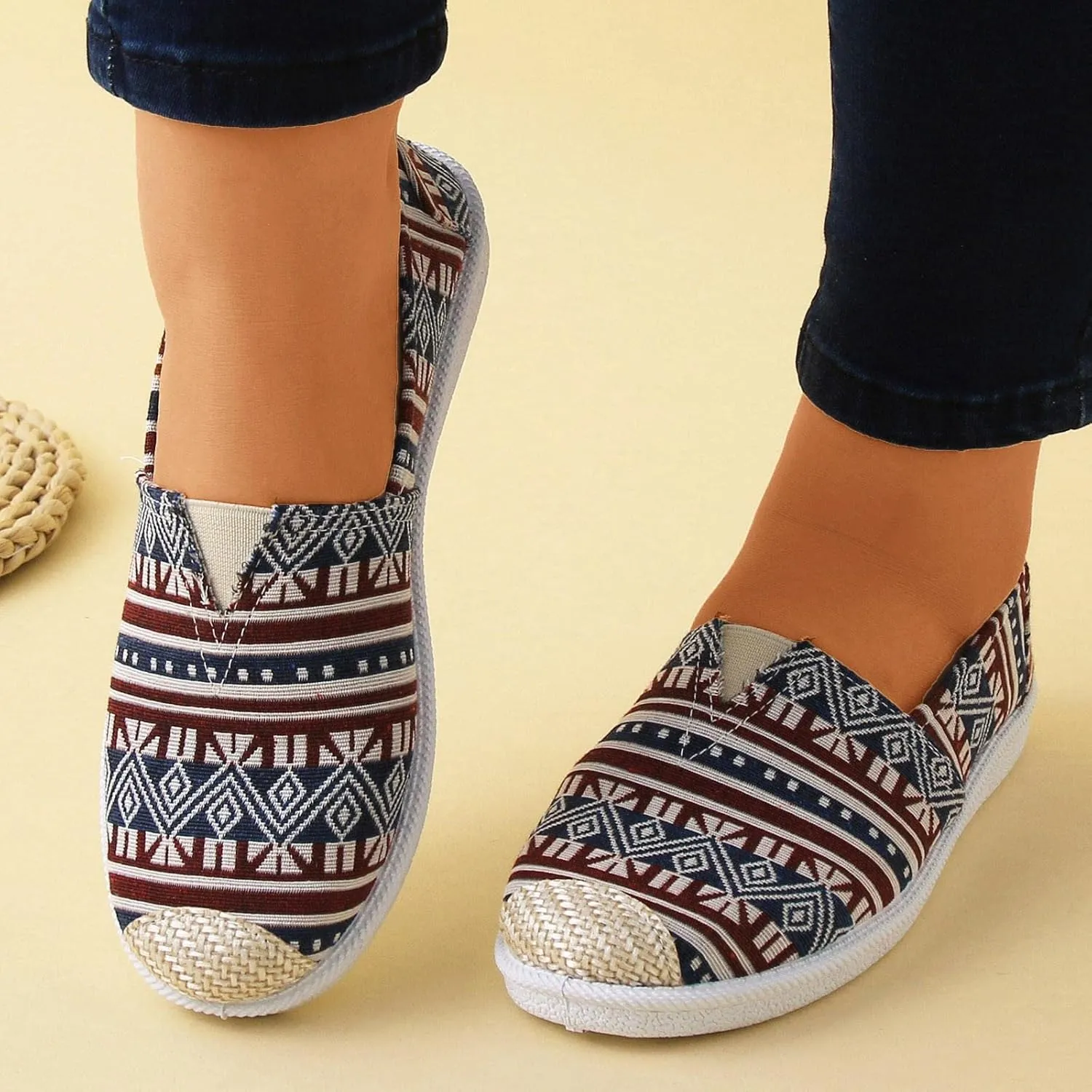 Women Flat Shoes Slip On For Women Slip On Shallow Mouth Simple Single Shoes Casual Shoes Work Shoes Canvas Dance Slip on Soft Battle Non Slip Dress Comfort baseball sandals calf O54-Navy
