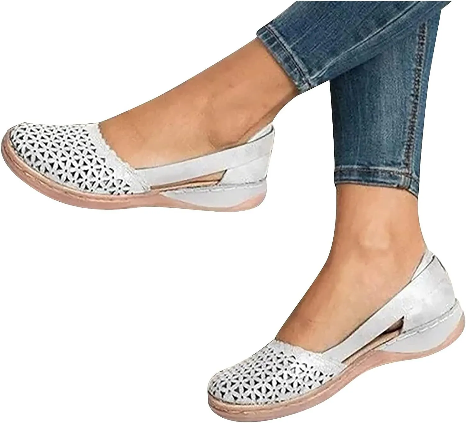 Women Slip On Loafer Round Toe Breathable Lightweight Slip On Comfort Walking Boat Shoe Summer Casual Flat Sandals Shoe for Women