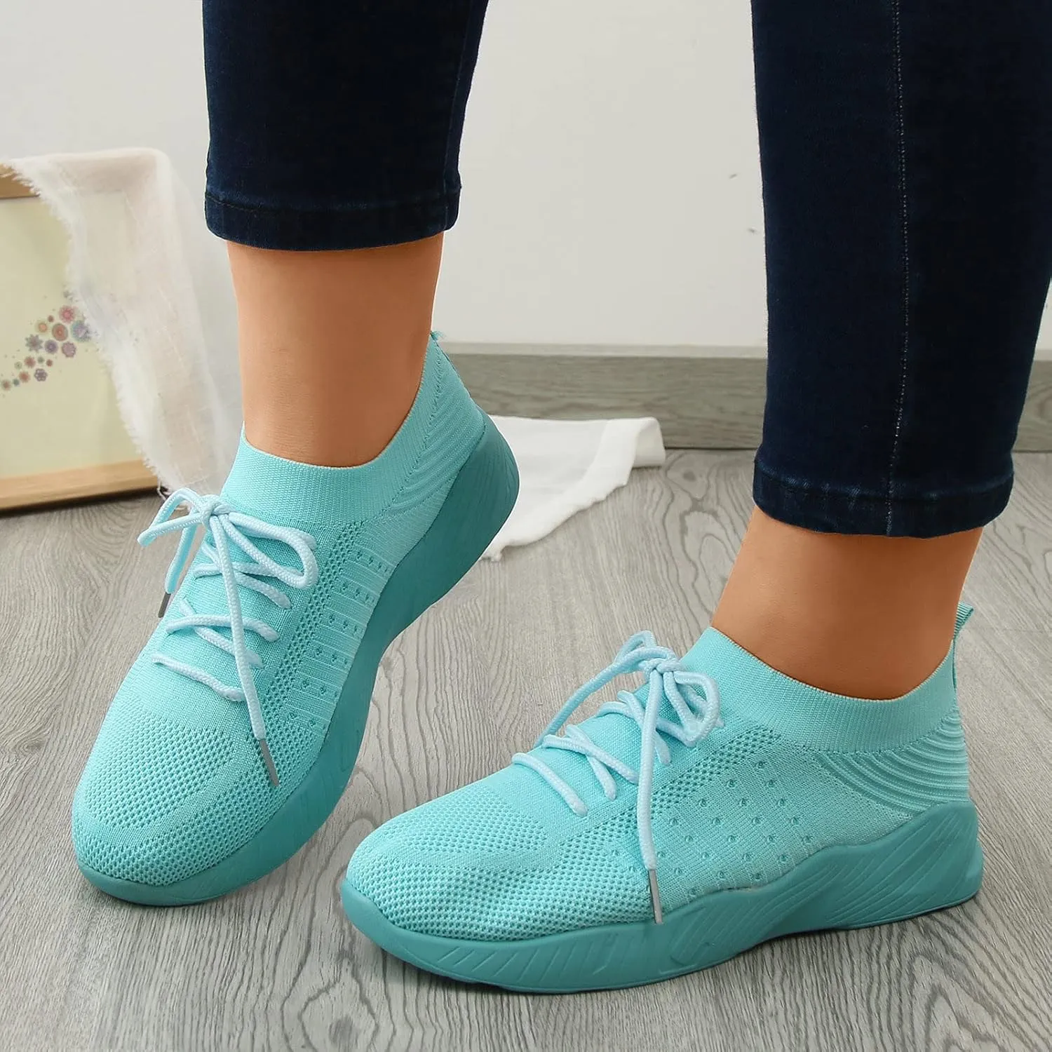 Women Walking Shoes Sock Sneakers Slip-On Breath Mens Tennis Shoes Comfort Shoes Dressy Casual Slip On Sneakers Brown Tennis Shoe White Loafers