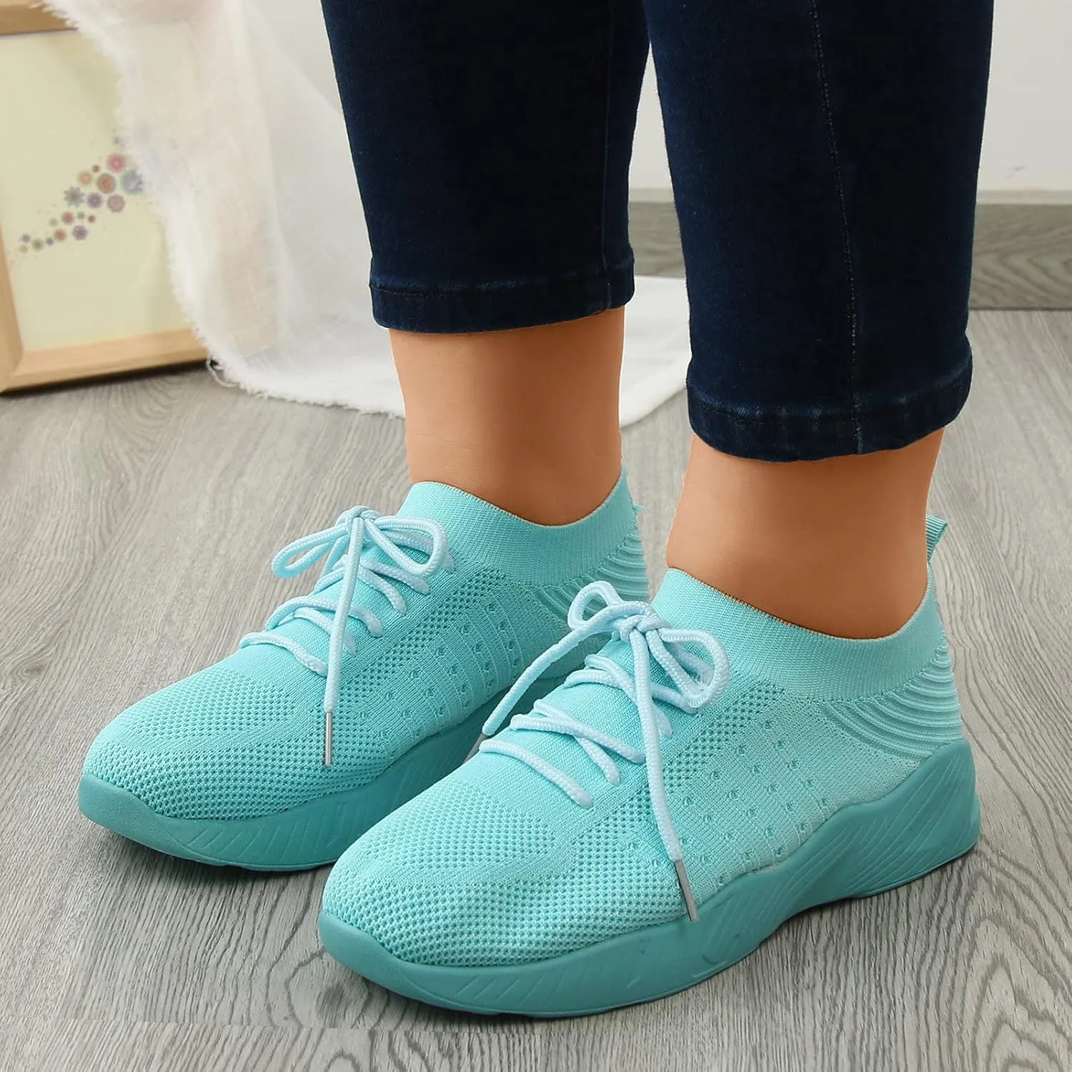 Women Walking Shoes Sock Sneakers Slip-On Breath Mens Tennis Shoes Comfort Shoes Dressy Casual Slip On Sneakers Brown Tennis Shoe White Loafers