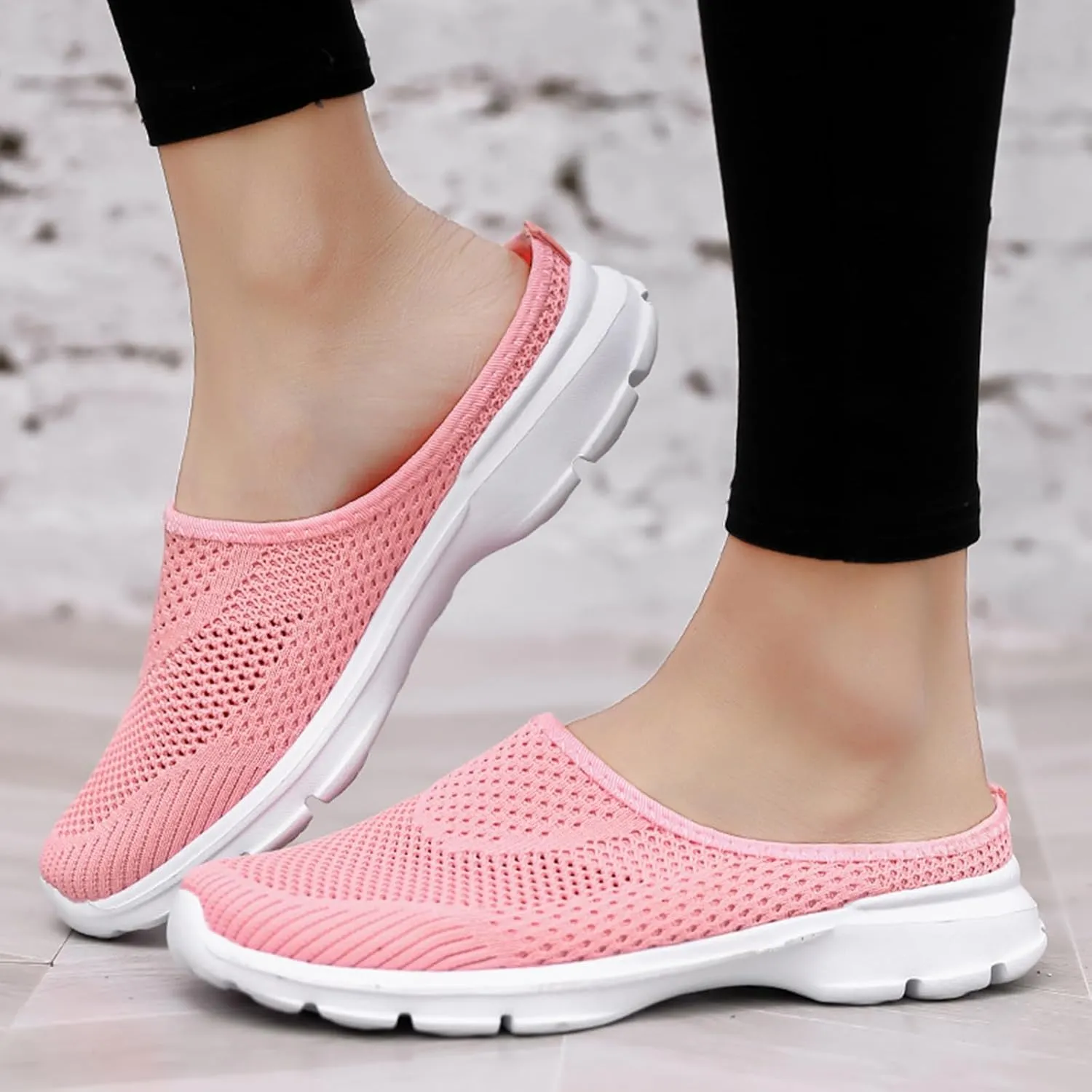 Womens Backless Slip on Mesh Sneakers Slip on Shoes Lightweight Breathable Comfortable Walking Shoe Summer Vacation Travel Shoes Closed Toe Slippers Orthopedic Clogs Shoe