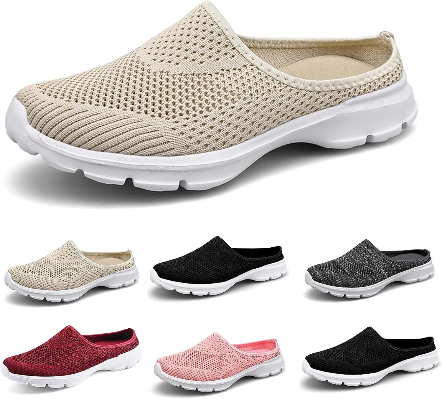 Womens Backless Slip on Mesh Sneakers Slip on Shoes Lightweight Breathable Comfortable Walking Shoe Summer Vacation Travel Shoes Closed Toe Slippers Orthopedic Clogs Shoe
