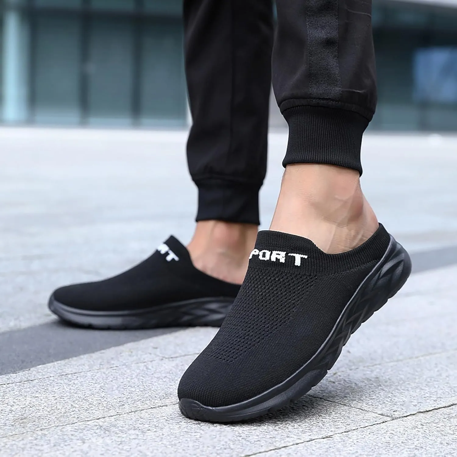 Womens Backless Sneakers Mesh Slip-on Mule Shoes Tennis Shoes Womens Loafers Ladies Shoes Casual Wedge Sneakers Black Tennis Shoe Loafers Casual Slip On
