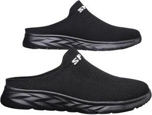 Womens Backless Sneakers Mesh Slip-on Mule Shoes Tennis Shoes Womens Loafers Ladies Shoes Casual Wedge Sneakers Black Tennis Shoe Loafers Casual Slip On