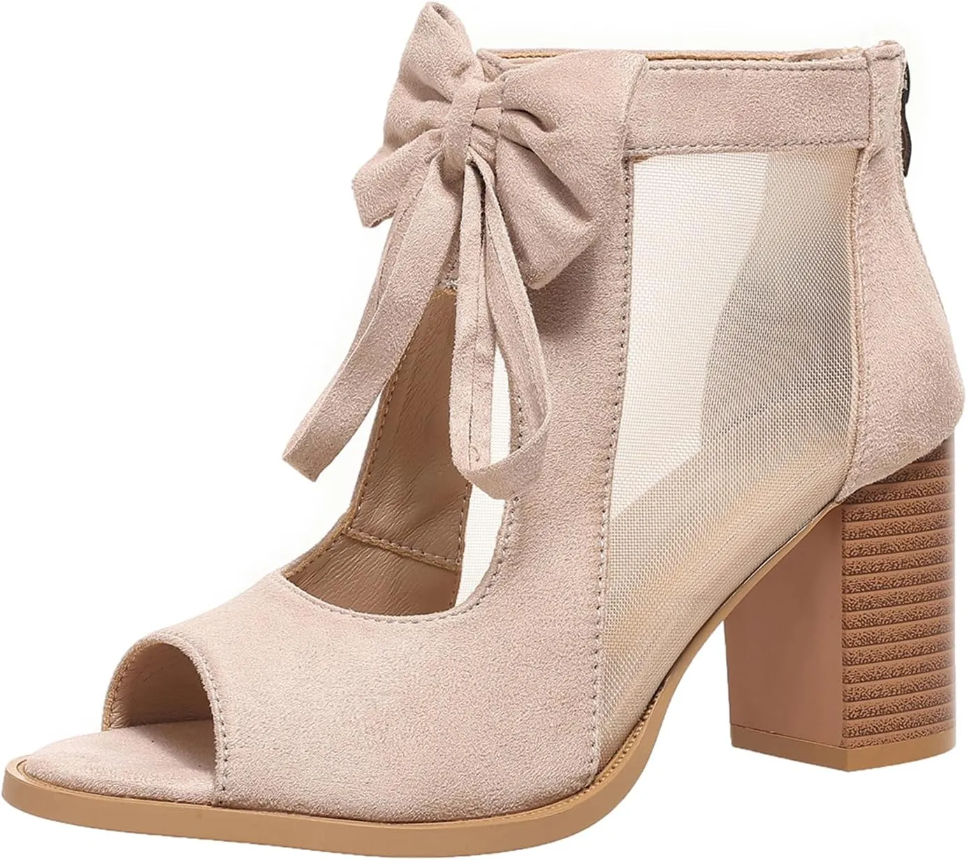 Women's Black Stacked Heeled Cutout Sandals Ankle Buckle Chunky Heel Open Toe Booties Summer Fashion Dress Block Heel Sandal