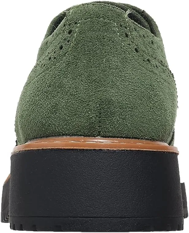 Women's Chunky Platform Lace-Up Round Toe Oxfords Shoes Non-Slip Comfort Casual Dressy School Work Loafers