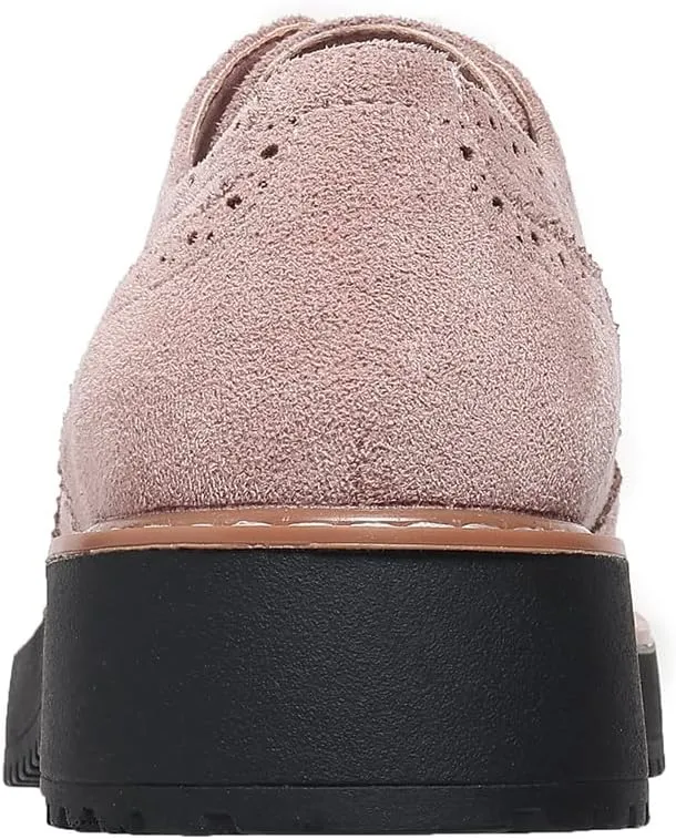 Women's Chunky Platform Lace-Up Round Toe Oxfords Shoes Non-Slip Comfort Casual Dressy School Work Loafers