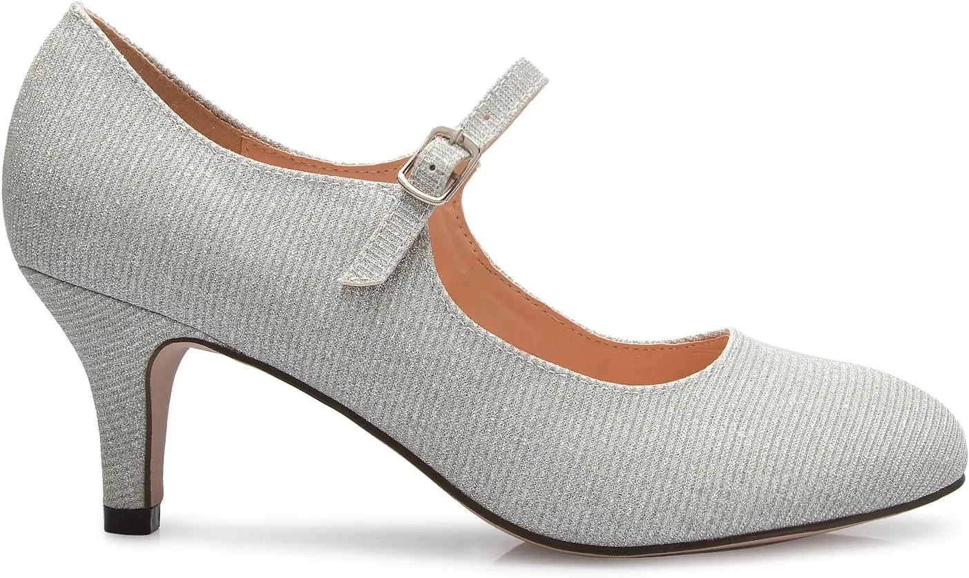 Womens Classic Low Mid Heels Mary Jane Pumps - Adorable Round Toe Vintage Retro Shoes