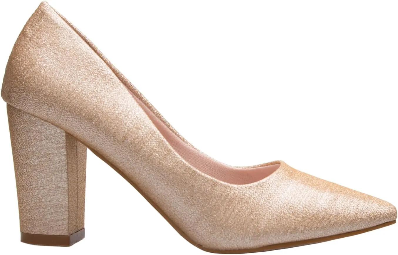 Women's Classic Pointed-Toe Elegant Pumps Low Block Heel - Adorable, Comfortable
