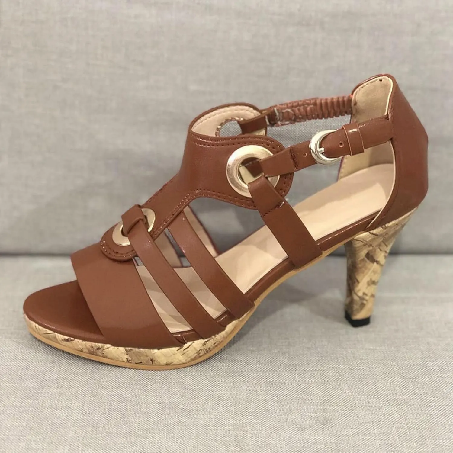 Women's Comfortable Elegant Lace Up Ankle Toe High Heel Casual Sandals Heeled Sandals for Women Cutout Casual Comfortable Summer Backless Mules Adjustable Slide Walking Shoes