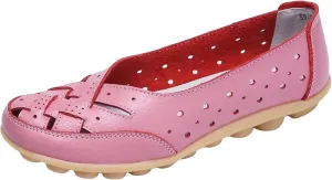 Women's Cowhide Leather Shoes Loafers Flats Sandals Slip-On Cutout Orthopedic Breathable Comfortable Hollow Soft Summer Casual Leather, Loafer Fashion Slip On Walking Round Toe Nurse Driving Shoes