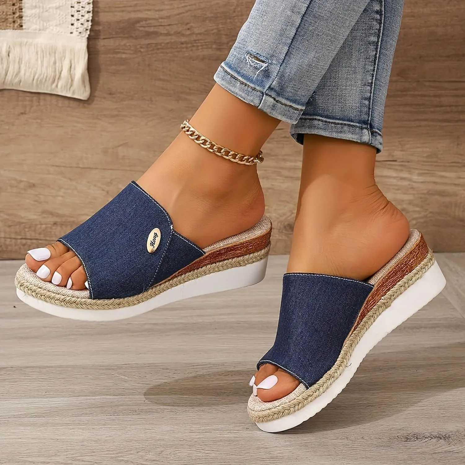 Women's Espadrilles Wedge Sandals Open Toe Slip on Vintage Comfortable Platform Sandal Slip on Wedding Party Dressy Summer Shoes