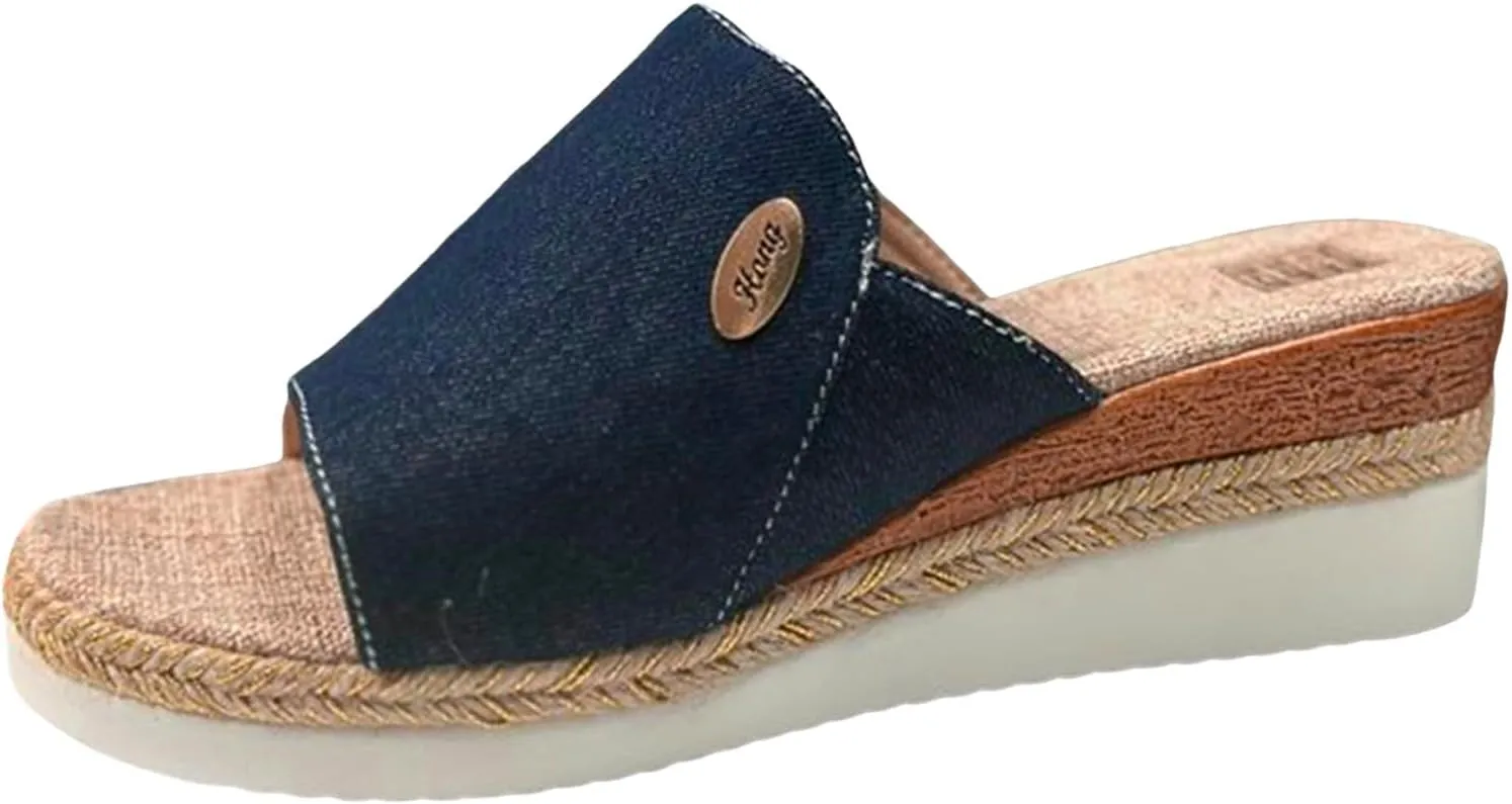 Women's Espadrilles Wedge Sandals Open Toe Slip on Vintage Comfortable Platform Sandal Slip on Wedding Party Dressy Summer Shoes