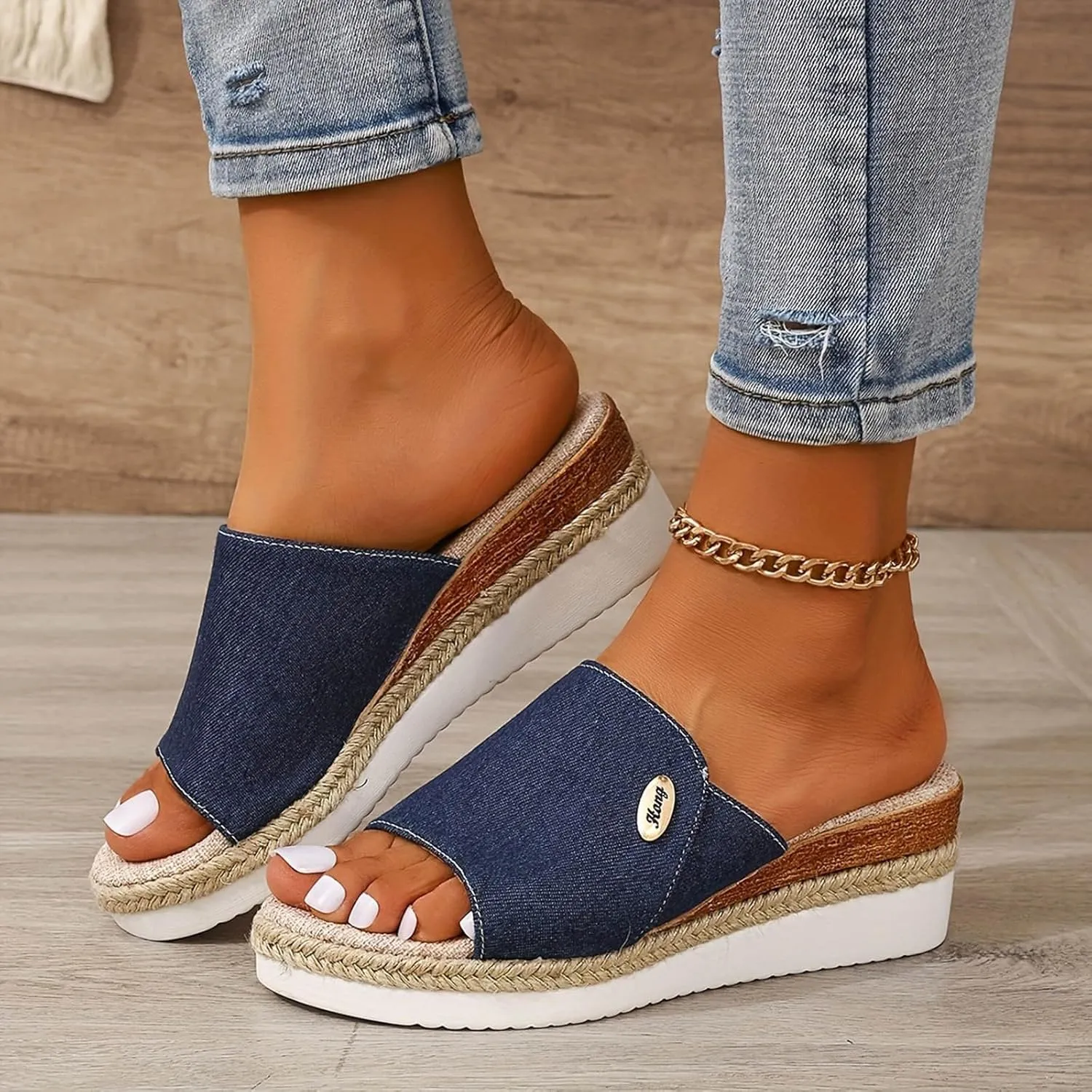 Women's Espadrilles Wedge Sandals Open Toe Slip on Vintage Comfortable Platform Sandal Slip on Wedding Party Dressy Summer Shoes