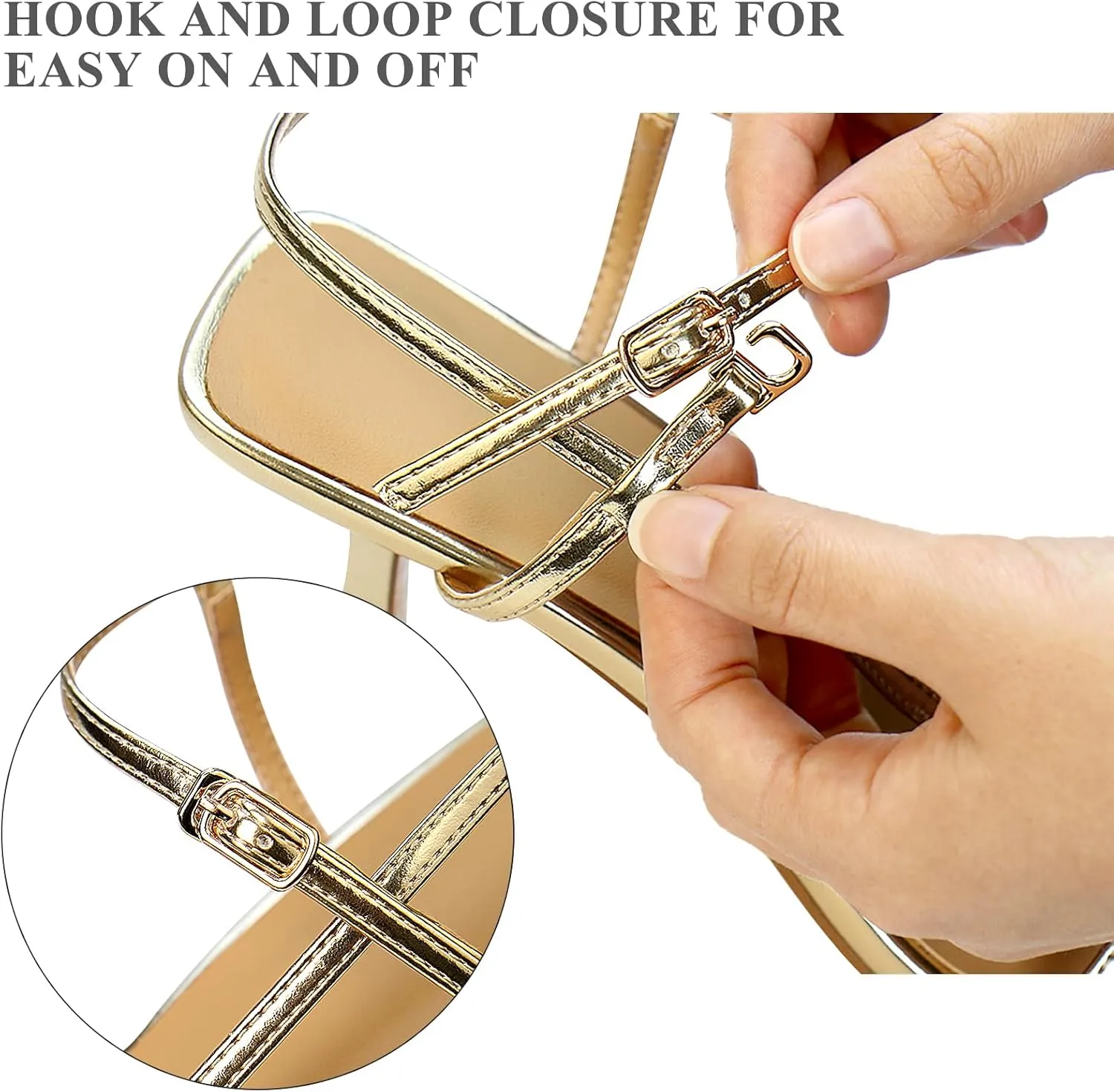 Women's Heeled Sandals Round Open Toe Strappy Slingback High Heels Ankle Strap Sandals