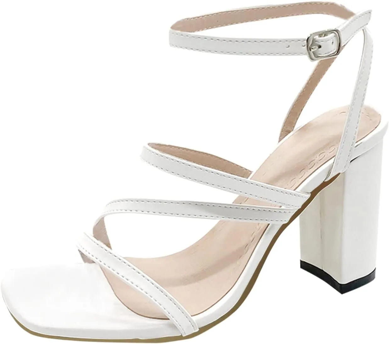 Womens High Heel Sandals Strappy Sandals Summer Open Toe Shoes Lace-up Ankle Adjustable Strap Buckle Dress Sandals