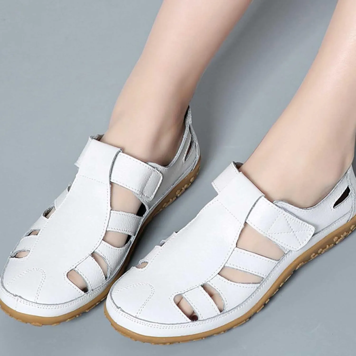 Womens Hollow Loafers Breathable Comfortable Flats Slip on Sandals Summer Casual Slip-On Shoes for Walking