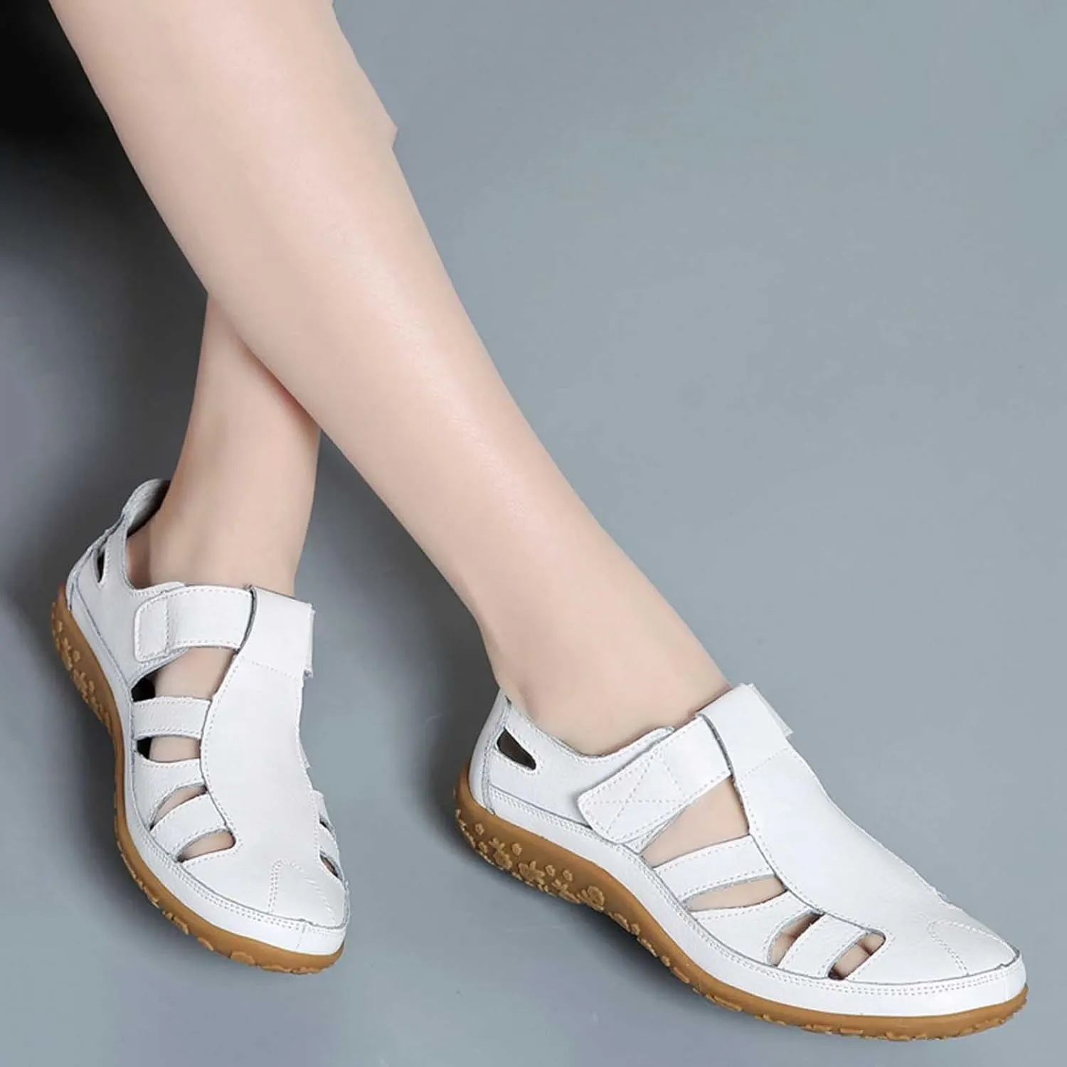 Womens Hollow Loafers Breathable Comfortable Flats Slip on Sandals Summer Casual Slip-On Shoes for Walking