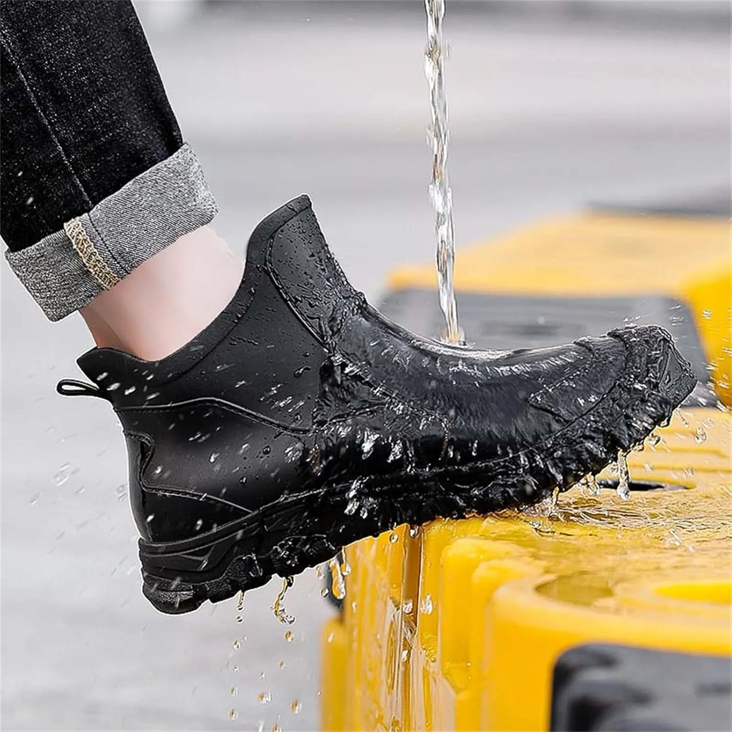 Womens Mens Rain Boots Waterproof Slip On Shoes Outdoor Walking Water Shoes Ankle Boots Non Slip Fishing Shoes