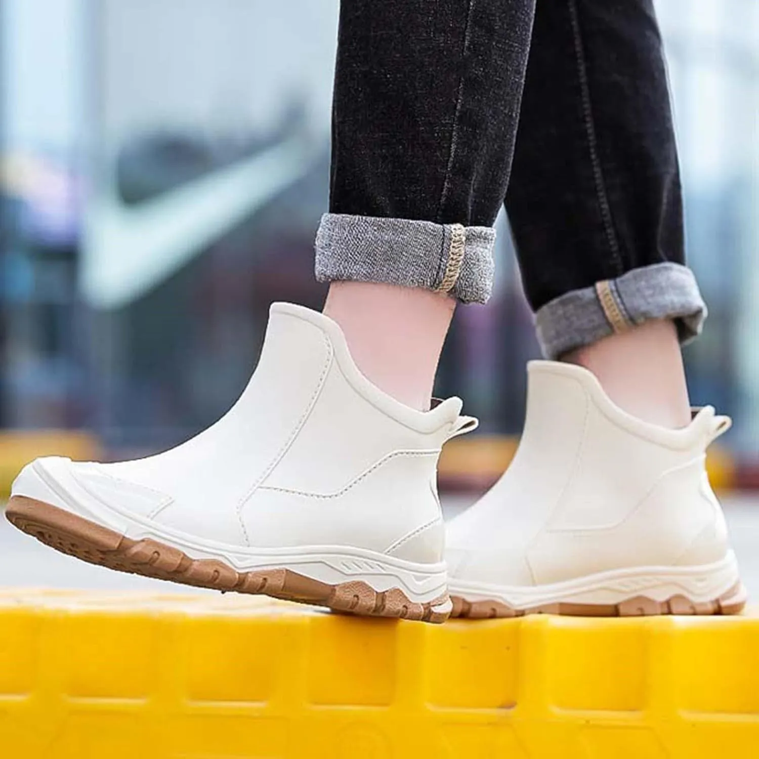 Womens Mens Rain Boots Waterproof Slip On Shoes Outdoor Walking Water Shoes Ankle Boots Non Slip Fishing Shoes